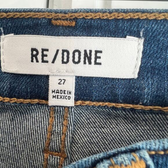 Re/Done Women's 70s Mid Rise Stove Pipe Jeans Dark Wash Blue Size 27 NWT - Picture 12 of 13